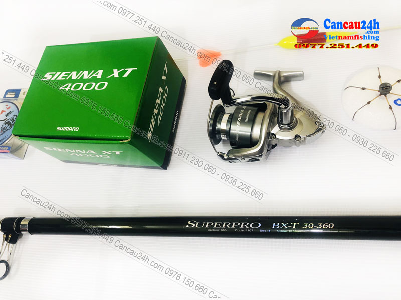 Bộ cần câu lục Xa bờ Superpro BX-T 360-390-420 + Máy câu Shimano Sienna 4000XT