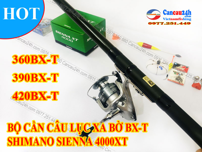 Bộ cần câu lục Xa bờ Superpro BX-T 360-390-420 + Máy câu Shimano Sienna 4000XT