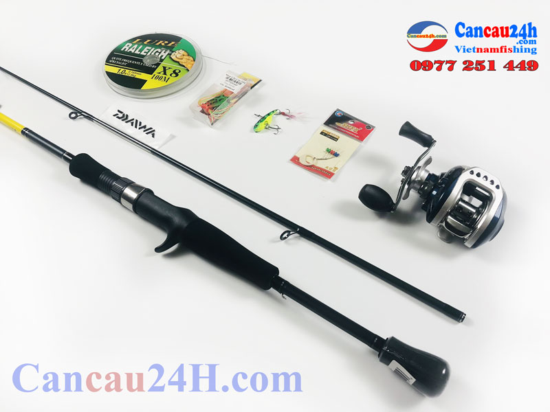 Bộ cần câu lure máy ngang Daiwa Crossfile 662MFB chính hãng máy câu LV100 Tay trái