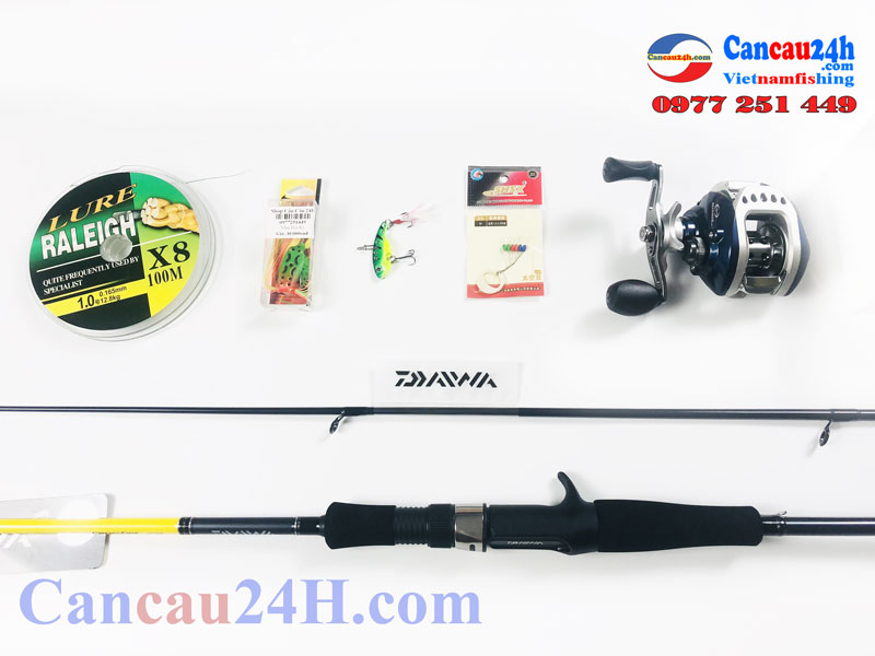 Bộ cần câu lure máy ngang Daiwa Crossfile 662MFB chính hãng máy câu LV100 Tay trái