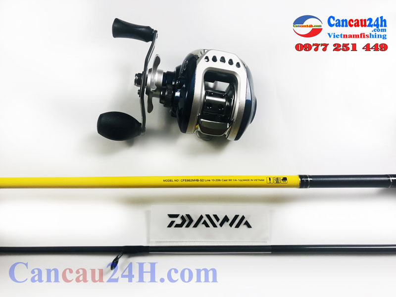 Bộ cần câu lure máy ngang Daiwa Crossfile 662MFB chính hãng máy câu LV100 Tay trái