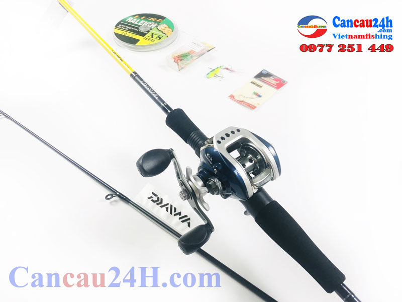 Bộ cần câu lure máy ngang Daiwa Crossfile 662MFB chính hãng máy câu LV100 Tay trái