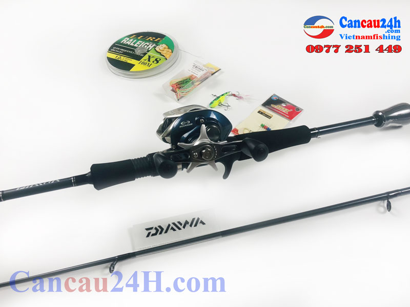 Bộ cần câu lure máy ngang Daiwa Crossfile 662MFB chính hãng máy câu LV100 Tay trái