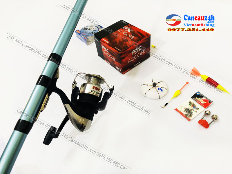 Bộ cần câu lục Superpro AX-T 360-390-420 + Máy Shimano FX4000FB Hãng