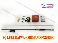 Bộ cần câu lure cá lóc Daiwa 2.1m + máy câu shimano FX2500HG Full Phụ kiện