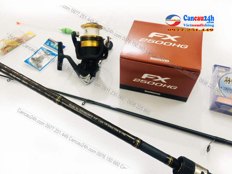 Bộ cần câu lure cá lóc Daiwa 2.1m + máy câu shimano FX2500HG Full Phụ kiện