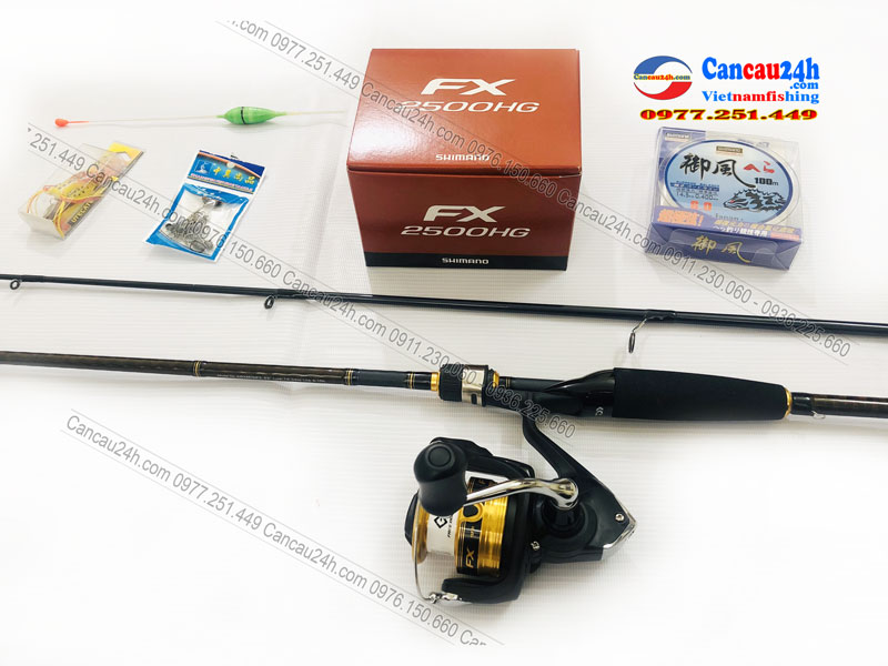 Bộ cần câu lure cá lóc Daiwa 2.1m + máy câu shimano FX2500HG Full Phụ kiện