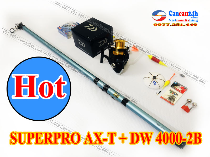 Bộ cần câu lục xa bờ Superpro 360AX-T + Máy Daiwa SWEEPFIRE 4000-2B Chính hãng