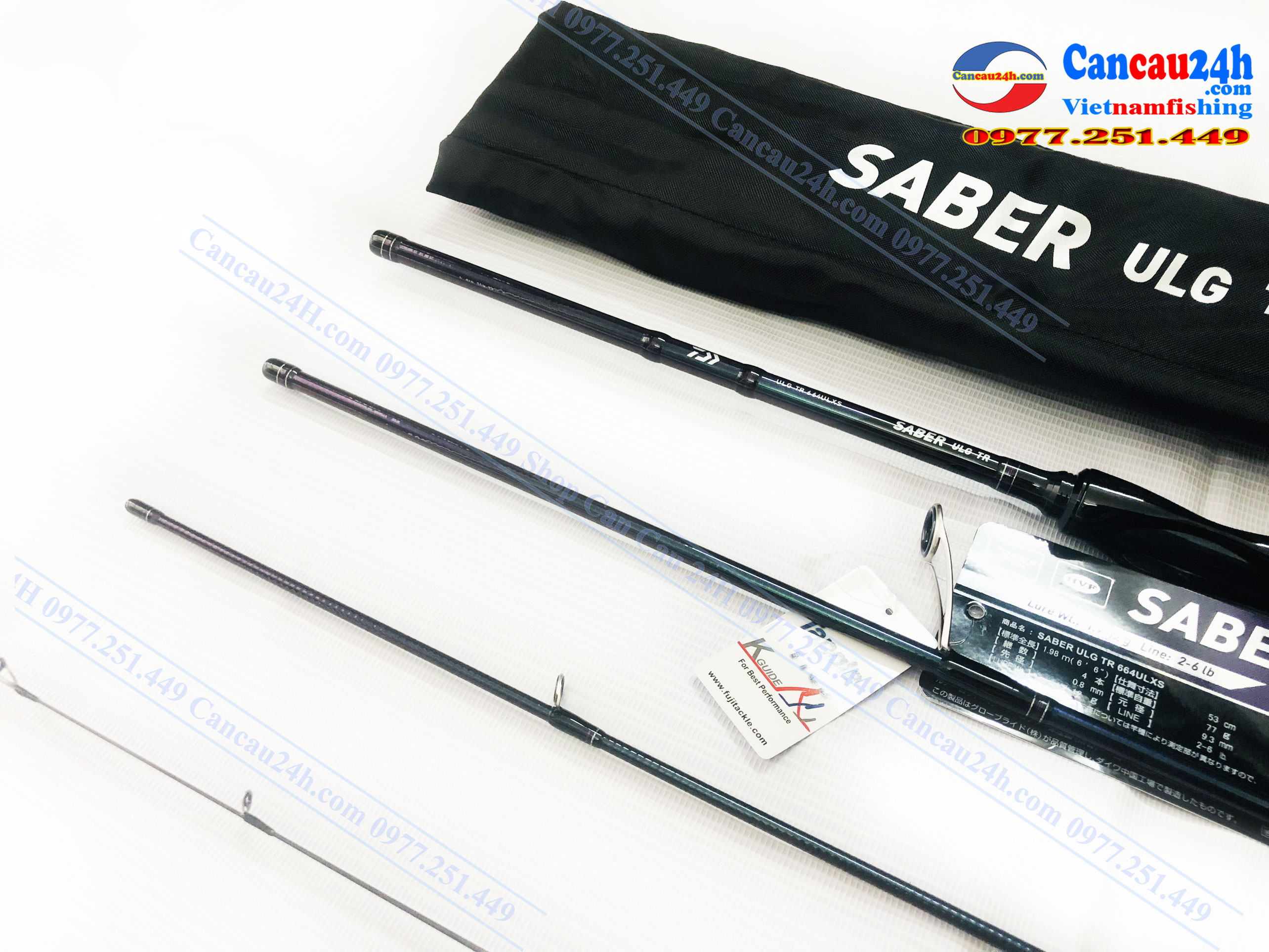 Cần câu Lure Daiwa SABER ULG TR 662ULXS 4 khúc thu gọn 53Cm