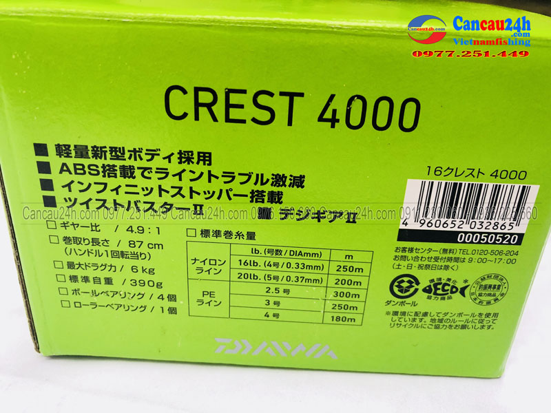 Máy câu cá Daiwa Crest 4000, Chính hãng, Giá rẻ tại Hà Nội