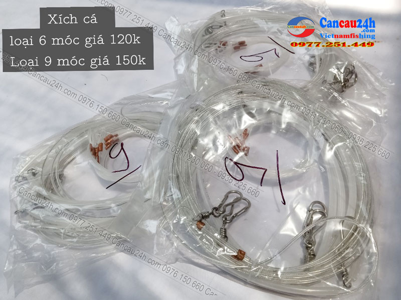 Dây Xích Cá - Cáp Xích Cá 6 Móc- 9 móc Xích cá câu lục Cancau24h.com