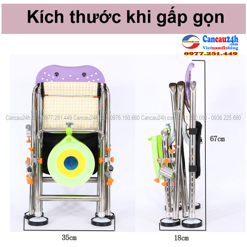 Ghế câu đài đơn, ghế câu cá chuyên nghiệp gấp gọn có tựa