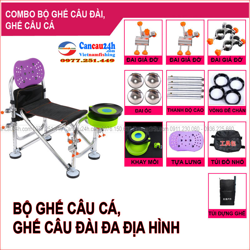 Ghế câu đài đơn, ghế câu cá chuyên nghiệp gấp gọn có tựa